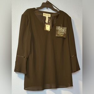 Jessica Howard Woman V-neck Bedazzled Cuffs Lined Top Sz 24W